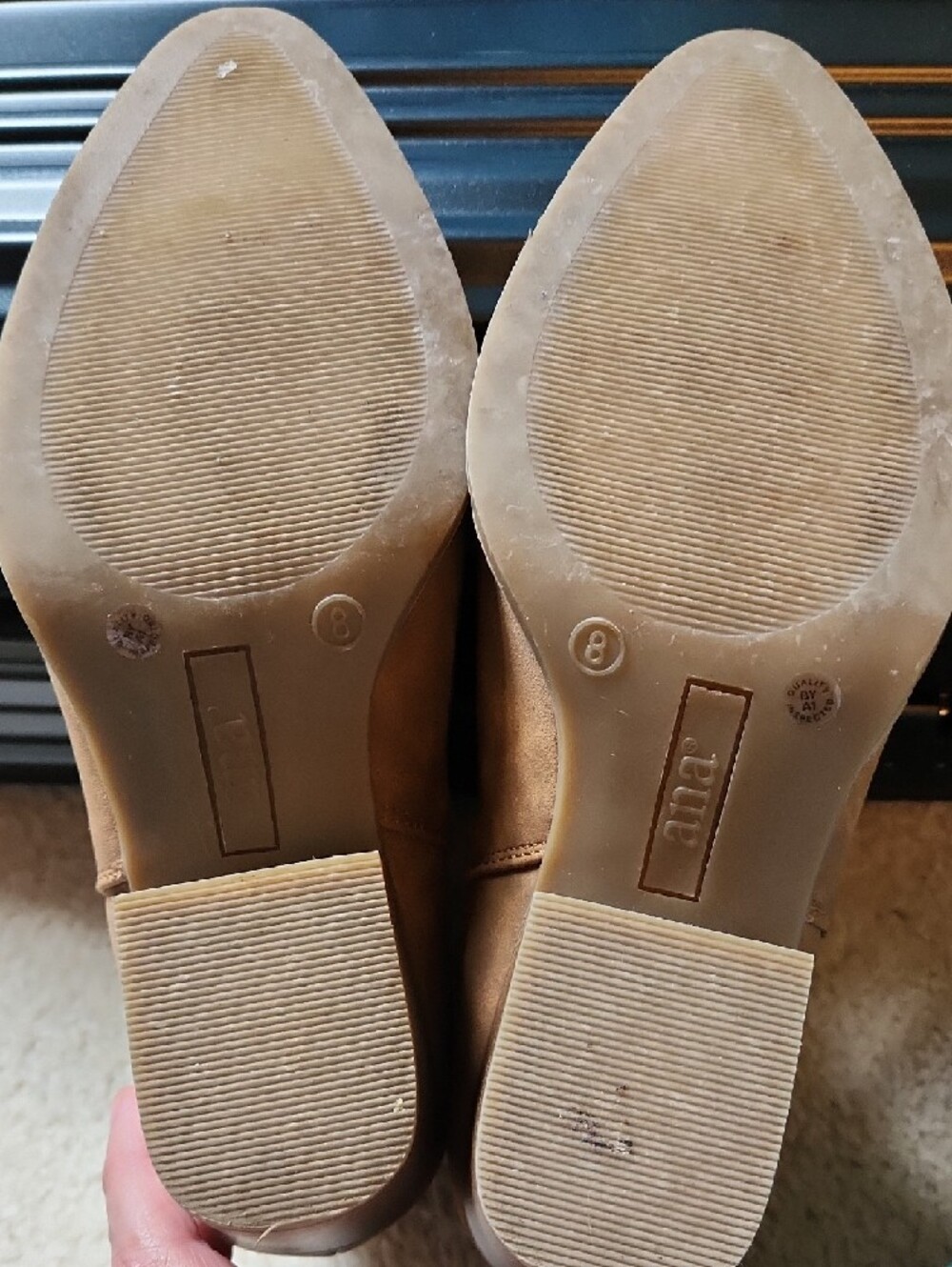 a.n.a Tan Suede Ankle Booties with Stacked Heel - Picture 2 of 10